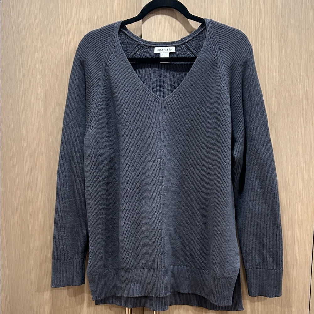 Charter Club Charcoal/Purple V-Neck Sweater for Women
